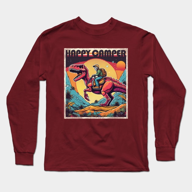 happy camper (boy riding dinosaur) Long Sleeve T-Shirt by hayr pictures